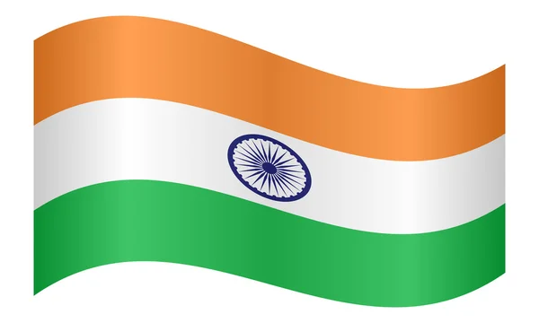 Bandera de la India ondeando sobre fondo blanco — Archivo Imágenes Vectoriales