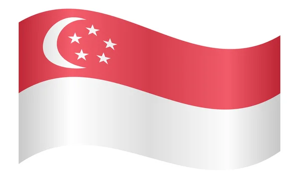 Bandeira de Singapura acenando sobre fundo branco — Vetor de Stock