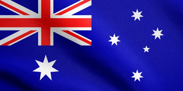 Flagga Australien viftande med tyg textur — Stockfoto