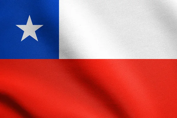 Bandiera del Cile sventola con trama in tessuto — Foto Stock