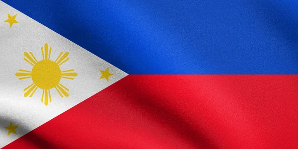 Bandeira das Filipinas acenando com textura de tecido — Fotografia de Stock