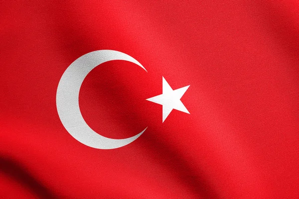 Flag of Turkey waving with fabric texture — Stock Photo, Image