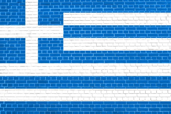 Drapeau de la Grèce sur la texture du mur de briques — Photo