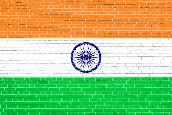 Flag of India on brick wall texture — Stock Photo, Image