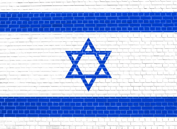 Bandera de Israel en textura de pared de ladrillo — Foto de Stock