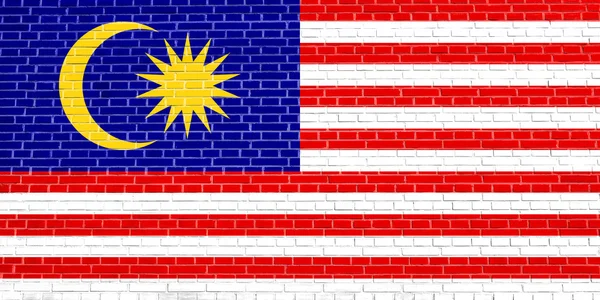 Bendera Malaysia pada tekstur dinding bata — Stok Foto