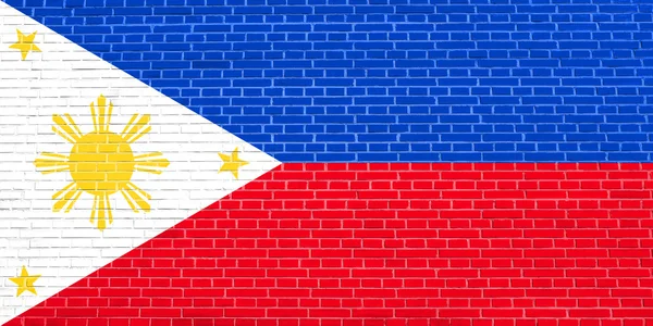 Flag of the Philippines on brick wall texture — Stock Photo, Image