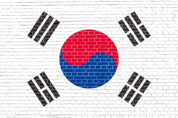 Флаг Южной Кореи на кирпичной стене — стоковое фото