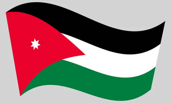 Drapeau de Jordanie agitant sur fond gris — Image vectorielle