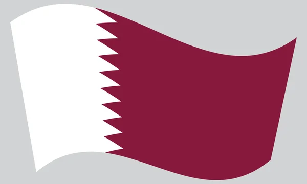 Bandera de Qatar ondeando sobre fondo gris — Vector de stock