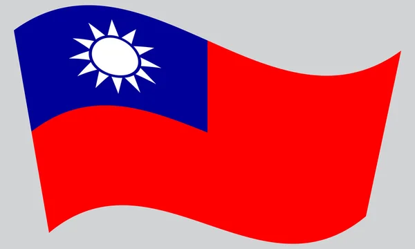 Bandeira de Taiwan acenando em fundo cinza —  Vetores de Stock