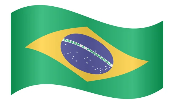 Bandeira do Brasil acenando sobre fundo branco — Vetor de Stock