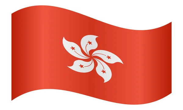 Vlag van Hongkong zwaaien op witte achtergrond — Stockvector