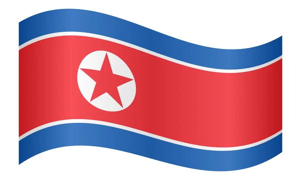 Flagga Nordkorea viftande på vit bakgrund — Stock vektor