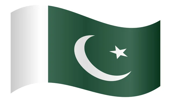 Bandera de Pakistán ondeando sobre fondo blanco — Archivo Imágenes Vectoriales