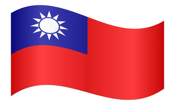 Vlag van Taiwan zwaaien op witte achtergrond — Stockvector