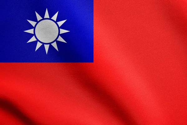 Flag of Taiwan waving with fabric texture — Stock Photo, Image