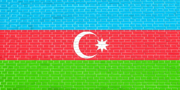 Bandera de Azerbaiyán sobre pared de ladrillo textura fondo — Foto de Stock