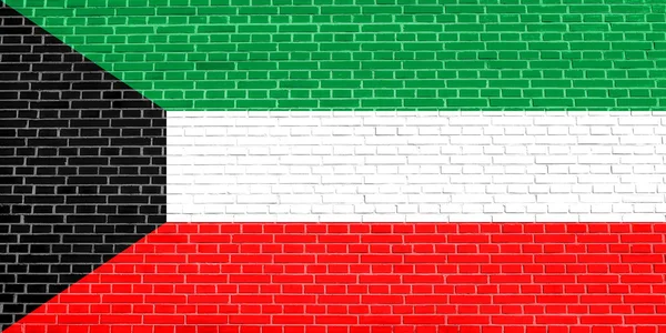 Flagge von Kuwait auf Backsteinwand Textur Hintergrund — Stockfoto
