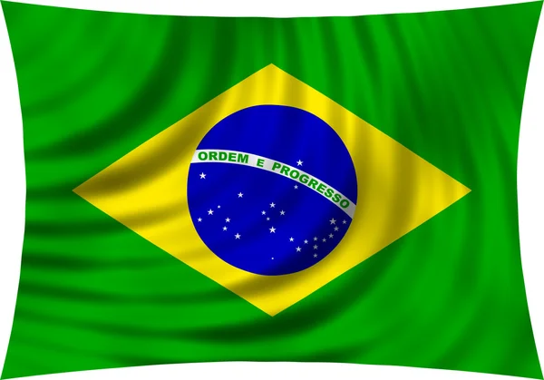 Flag of Brazil waving in wind isolated on white — Stock Photo, Image