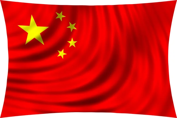 China-Flagge weht im Wind vereinzelt auf weißem Grund — Stockfoto