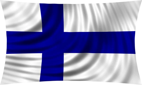 Drapeau de Finlande agitant dans le vent isolé sur blanc — Photo