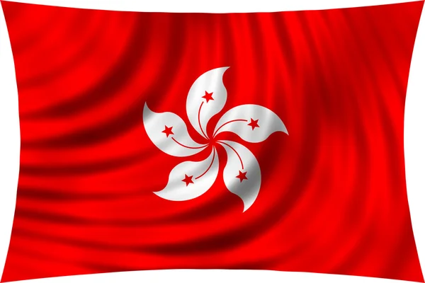 Flag of Hong Kong waving in wind isolated on white — Stock Photo, Image