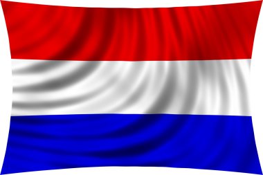 Hollanda bayrağı beyaz izole rüzgar sallayarak