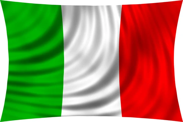 Italiens flagga viftande i vind isolerad på vitt — Stockfoto