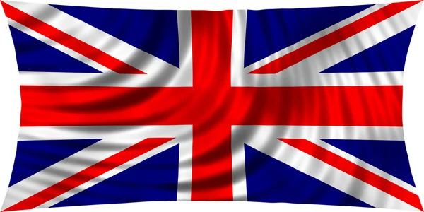 Drapeau du Royaume-Uni agitant dans le vent isolé sur blanc — Photo