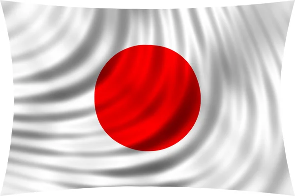Flagge Japans weht im Wind vereinzelt auf weiß — Stockfoto