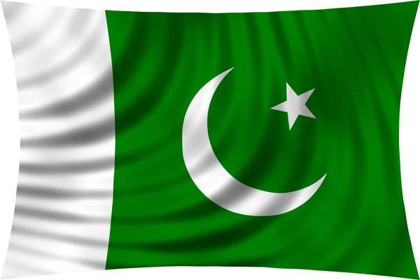 Pakistans flagga viftande i vind isolerad på vitt — Stockfoto