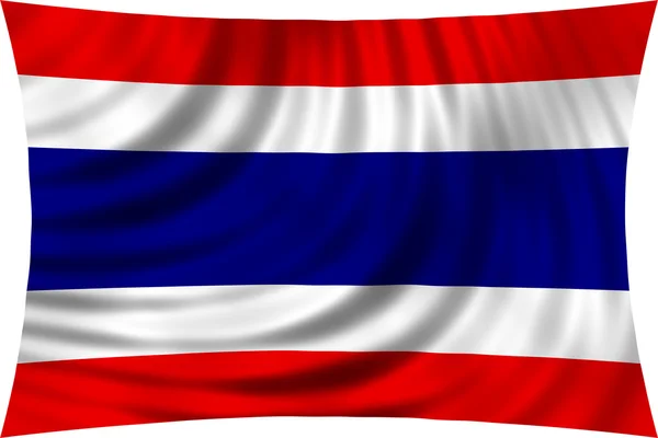 Thailändische Flagge weht im Wind vereinzelt auf weiß — Stockfoto