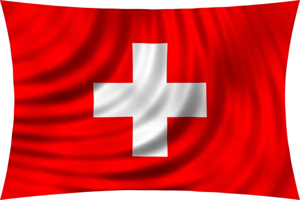 Flag of Switzerland waving in wind isolated on white — Stock Photo, Image