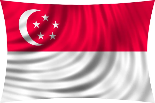 Bandeira de Singapura acenando no vento isolado no branco — Fotografia de Stock