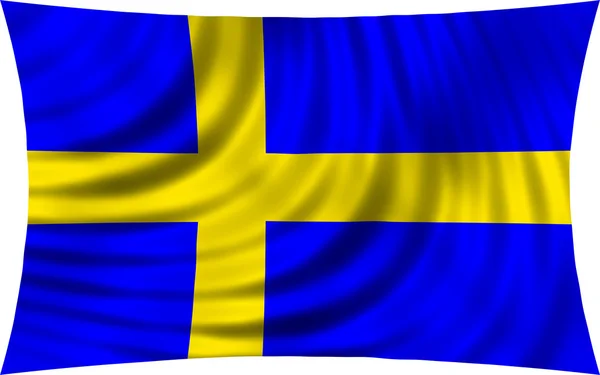 Σημαία της Σουηδίας κουνώντας στον αέρα που απομονώνονται σε λευκό — Φωτογραφία Αρχείου