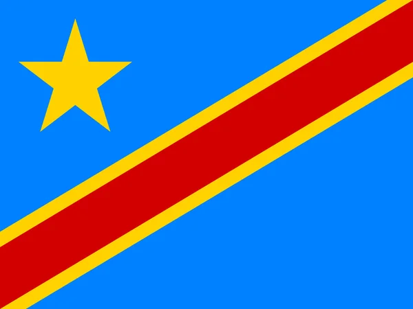 Drapeau de la RD Congo dans les proportions et les couleurs correctes — Image vectorielle