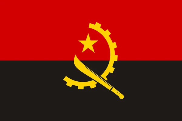 Flaggan av Angola i rätt proportioner och färger — Stock vektor