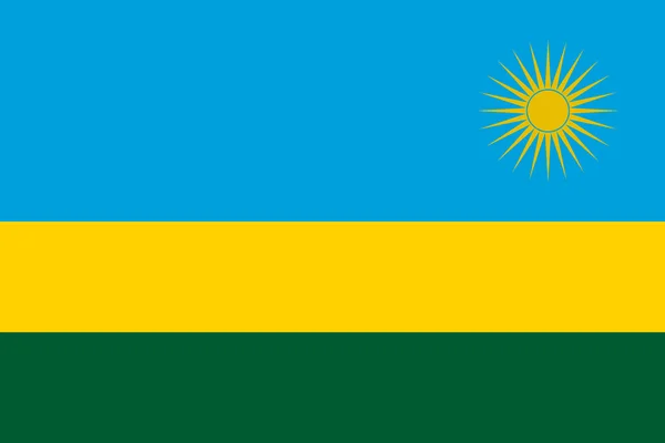 Vlag van Rwanda in de juiste verhoudingen en kleuren — Stockvector