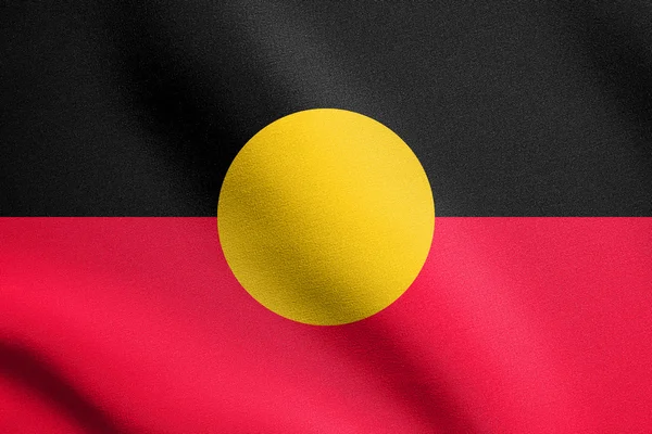 Bandera aborigen australiana ondeando, textura de tela — Foto de Stock