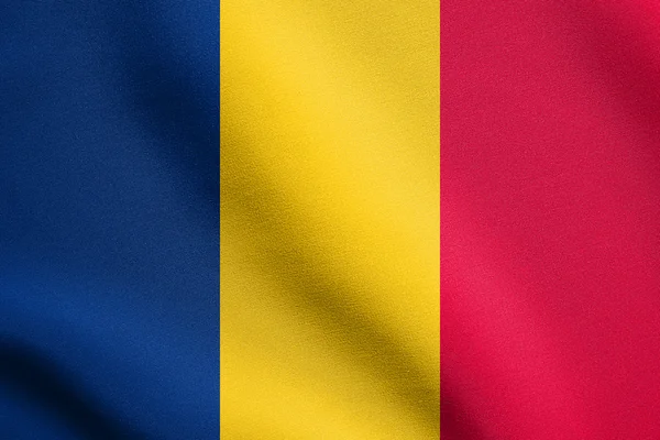 Drapeau du Tchad ondulant avec la texture du tissu — Photo