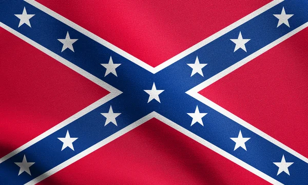 Confederate rebel flag waving with fabric texture — Stock Photo, Image