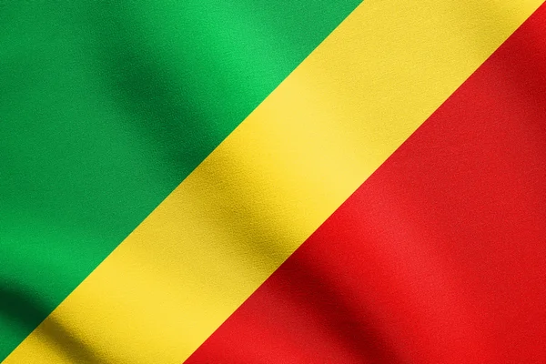 Bandeira da República do Congo acenando, textura de tecido — Fotografia de Stock