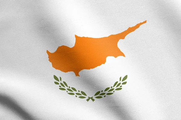 Bandiera di Cipro sventola con texture in tessuto — Foto Stock