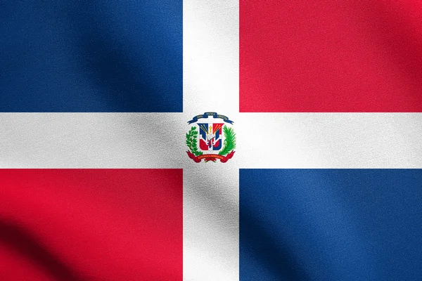 Bandera de República Dominicana ondeando con textura de tela —  Fotos de Stock