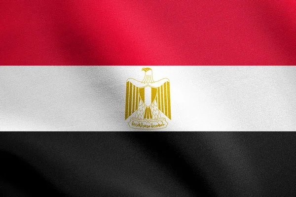 Bandiera dell'Egitto sventola con texture in tessuto — Foto Stock