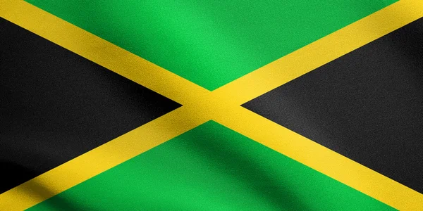 Bandeira da Jamaica acenando com textura de tecido — Fotografia de Stock