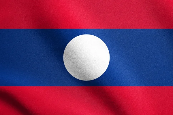 Bandeira do Laos acenando com textura de tecido — Fotografia de Stock