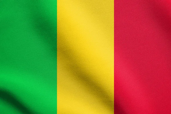 Bandeira do Mali acenando com textura de tecido — Fotografia de Stock