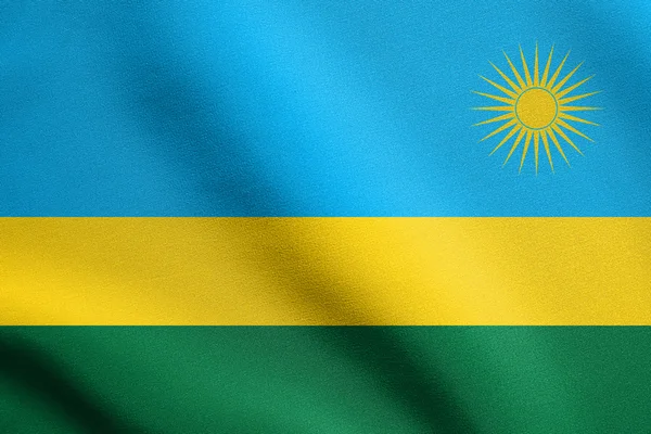 Прапор Руанди розмахуючи тканиною текстура — стокове фото